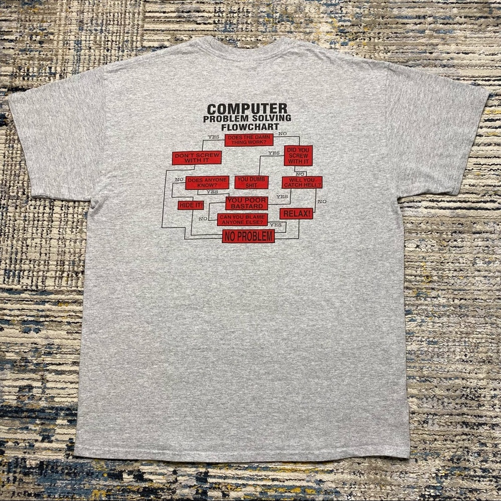 L Gray Gildan Key West Print Computer Solve Tshirt - image 2